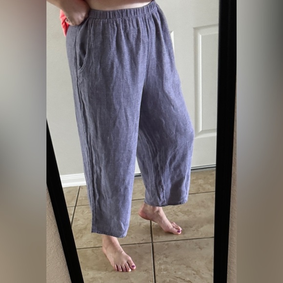 FLAX Linen Wide Leg Crop Pants Size L Comfort - Picture 13 of 13
